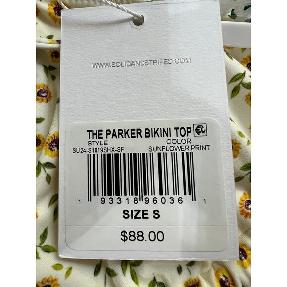 SOLID & STRIPED SIZE SMALL THE PARKER BIKINI TOP SUNFLOWER PRINT NEW - Picture 8 of 9